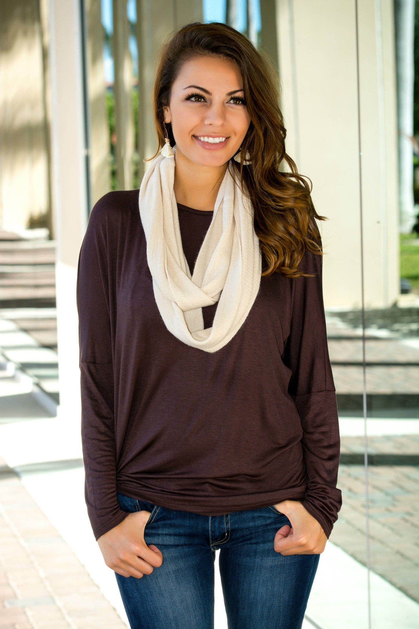Ivory Solid Infinity Scarf Shop Simply Me Boutique Shop SMB