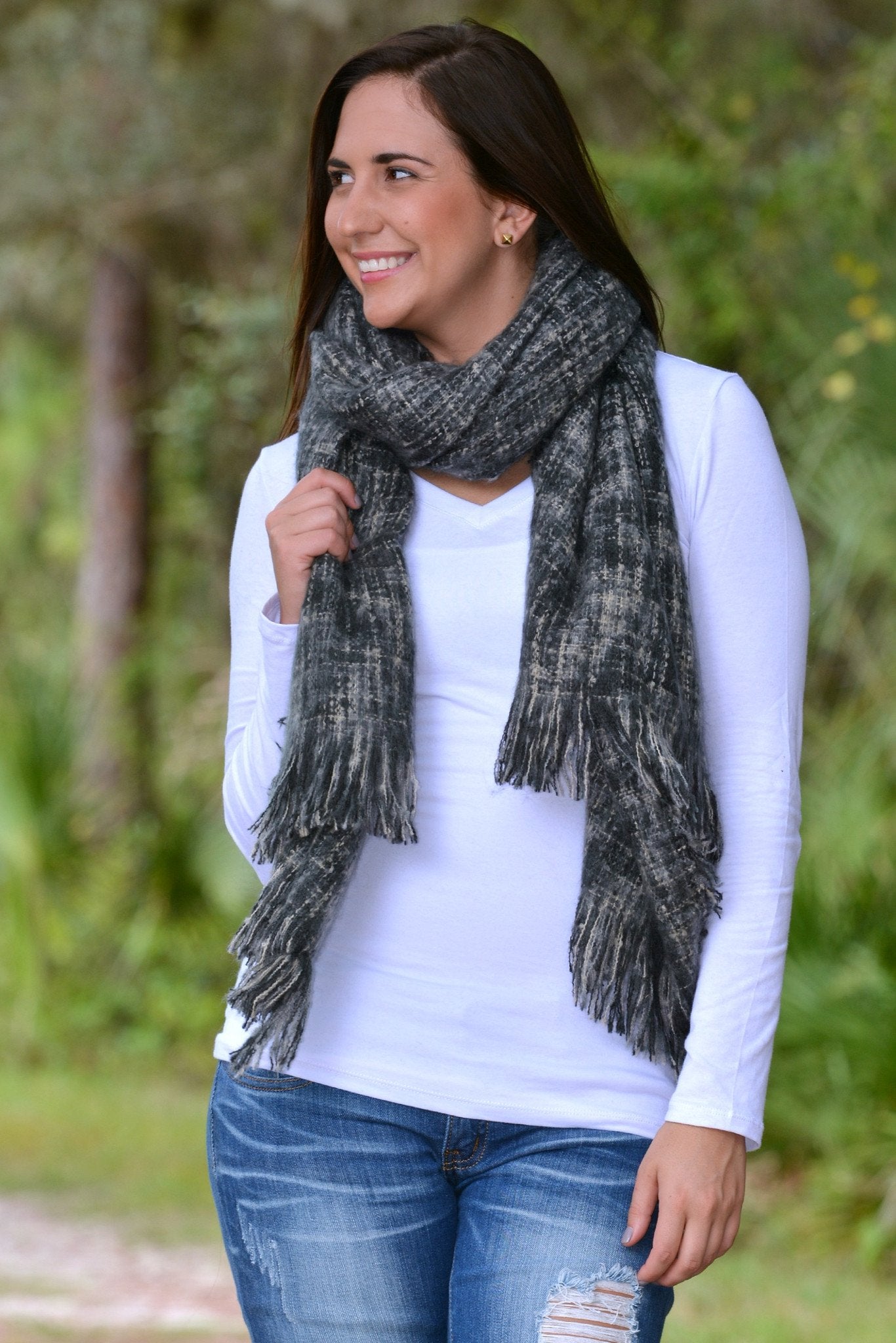 Black Tweed Scarf Soft Shop Simply Me Boutique Shop SMB