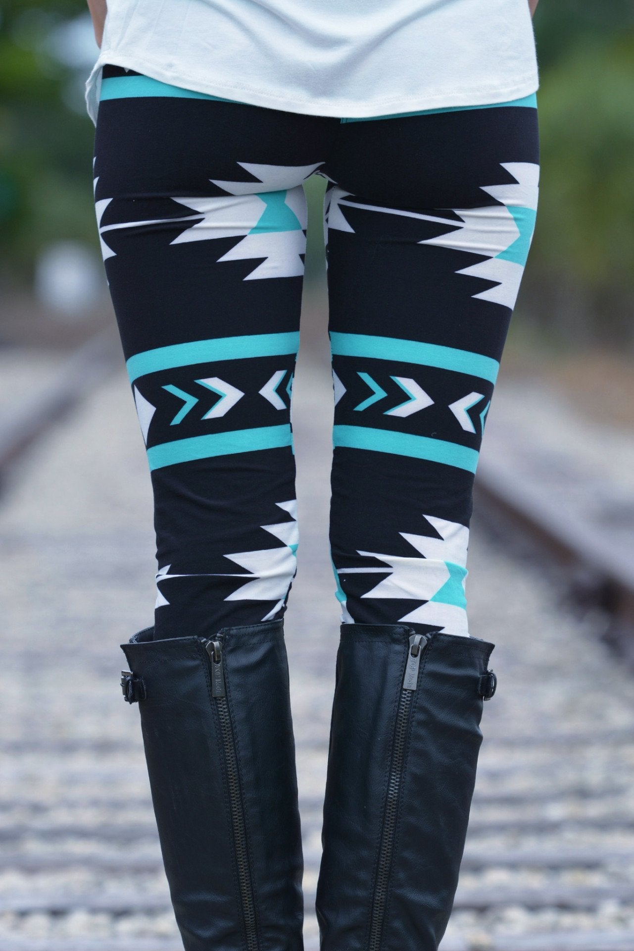 Mint Black Aztec Leggings Shop Simply Me Boutique SMB
