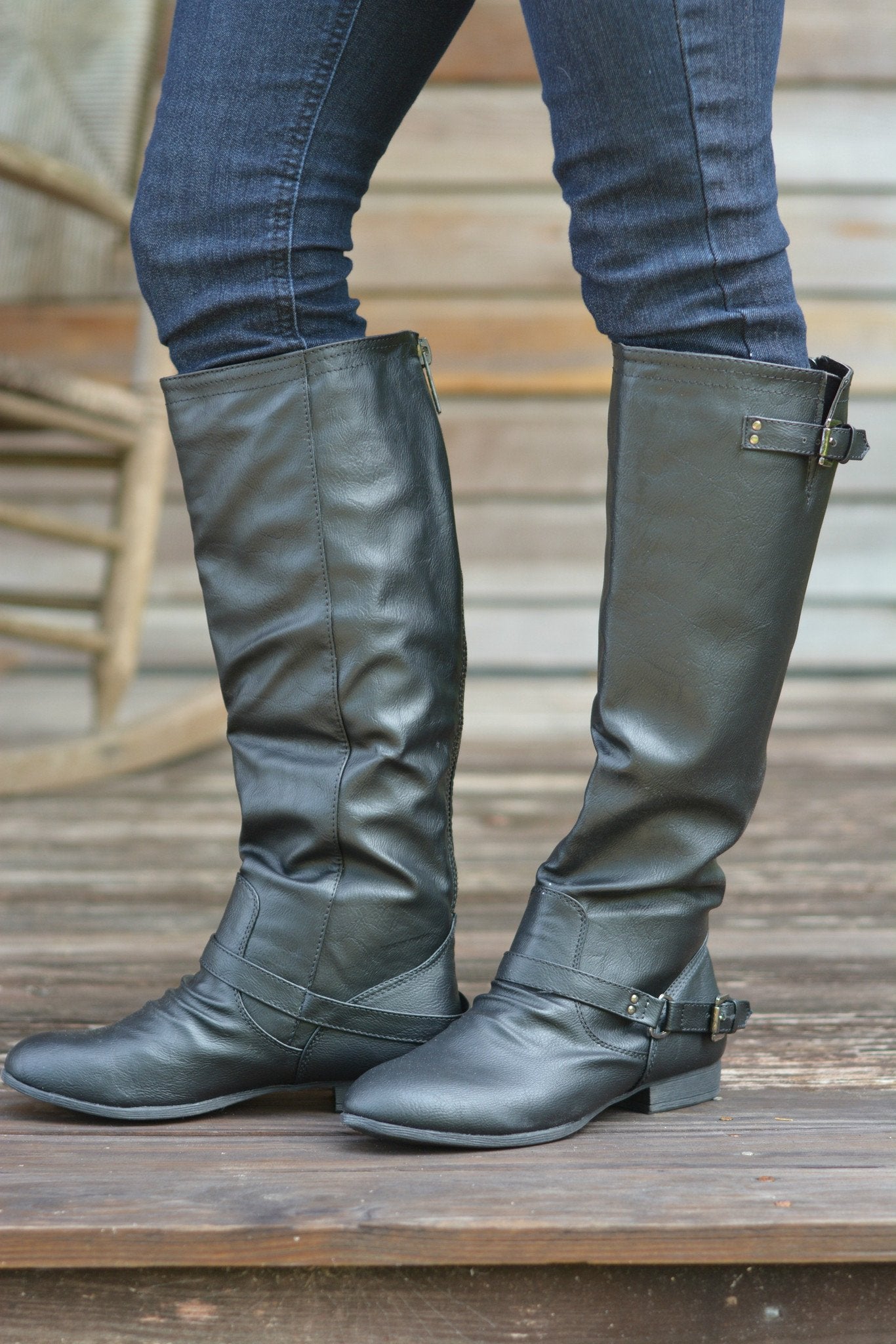 OUTLAW RIDER BLACK Riding Boots Buckle Shop Simply Me Boutique Shoes SMB