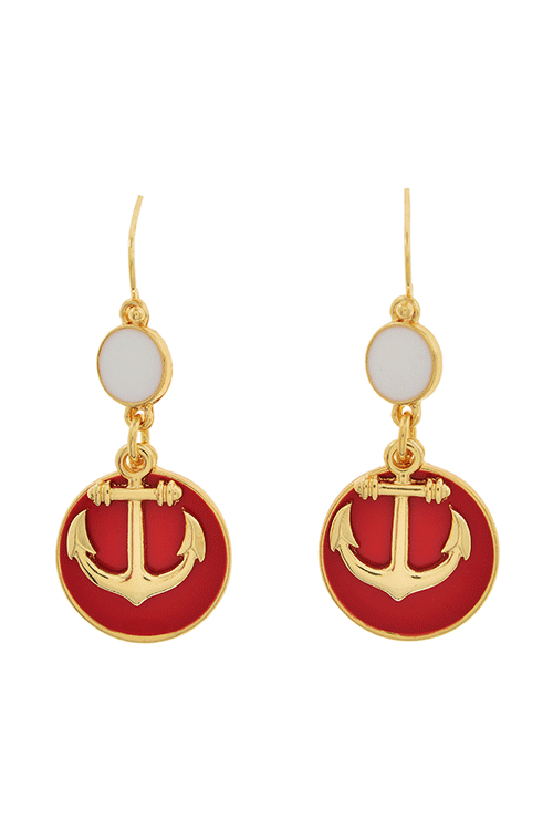 MAYA- Anchor Red Gold Earrings - Shop Simply Me Boutique