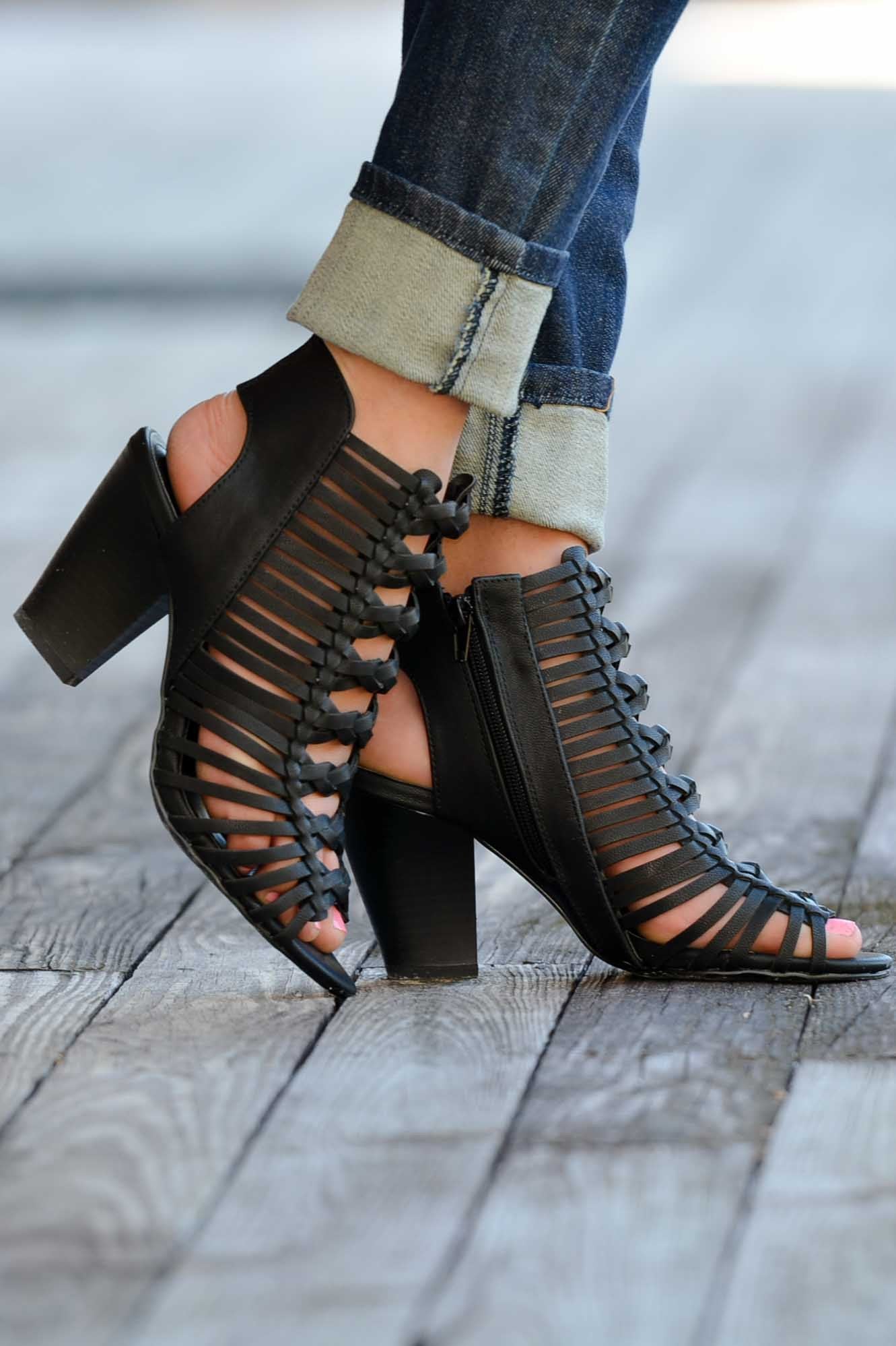 Black Caged Heeled Sandal Shop Simply Me Boutique Shop SMB