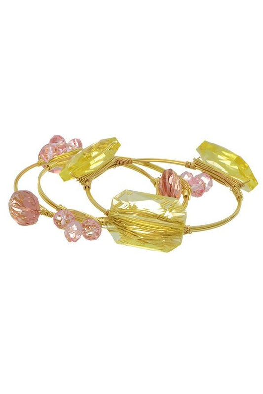 Pink Wire Bangle Set Gold Shop Simply Me Boutique