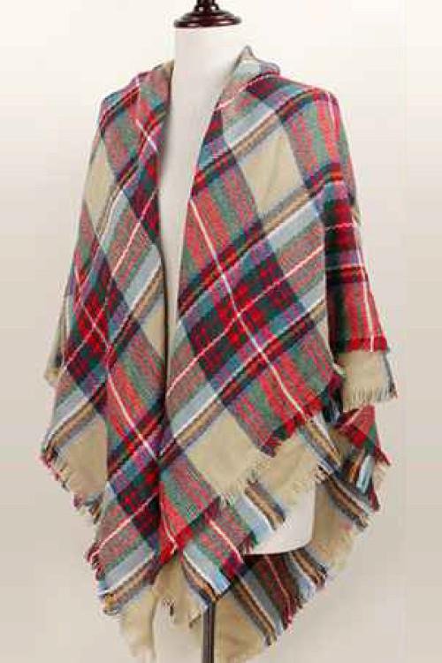 Tan Red Plaid Blanket Scarf Shop Simply Me Boutique Shop SMB