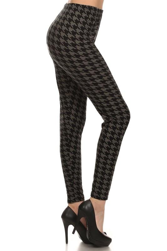 Black Gray Houndstooth Leggings