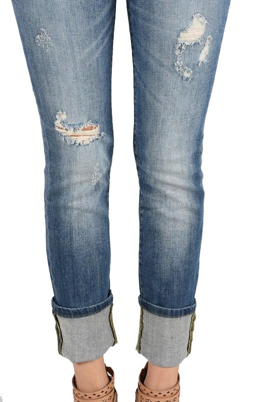 JUDY BLUE Straight Leg Cuffed Blue Jeans