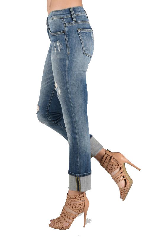 JUDY BLUE Straight Leg Cuffed Blue Jeans