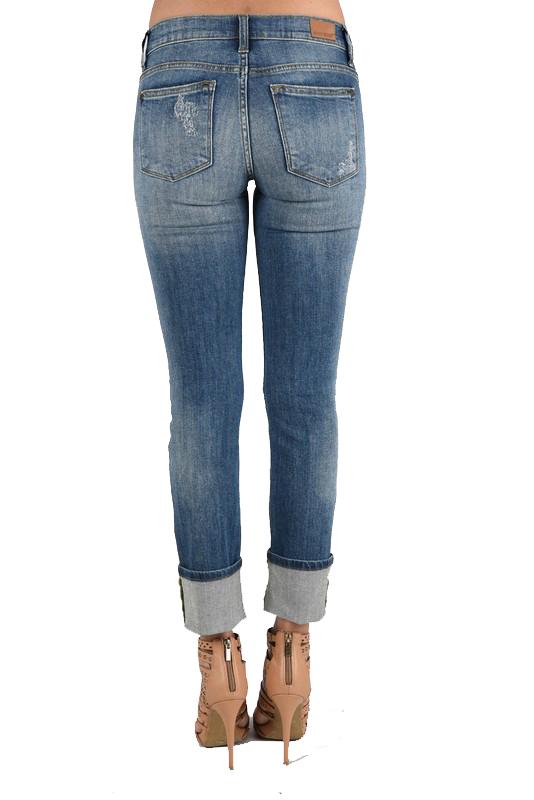 JUDY BLUE Straight Leg Cuffed Blue Jeans