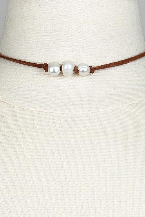 Pearl Suede Choker Brown Shop Simply Me Boutique Shop SMB