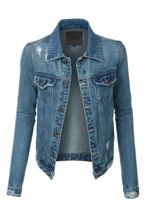 Vintage Distressed Blue Jean Denim Jacket Shop Simply Me Boutique
