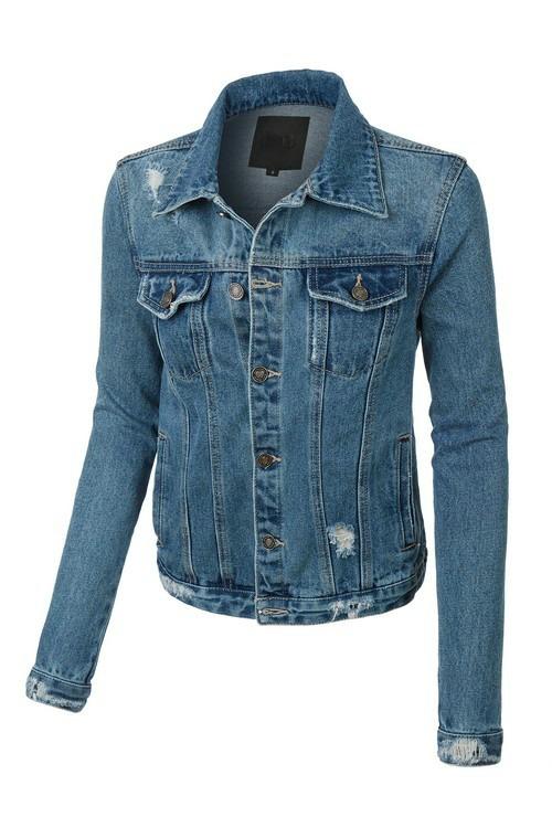 Vintage Distressed Blue Jean Denim Jacket Shop Simply Me Boutique
