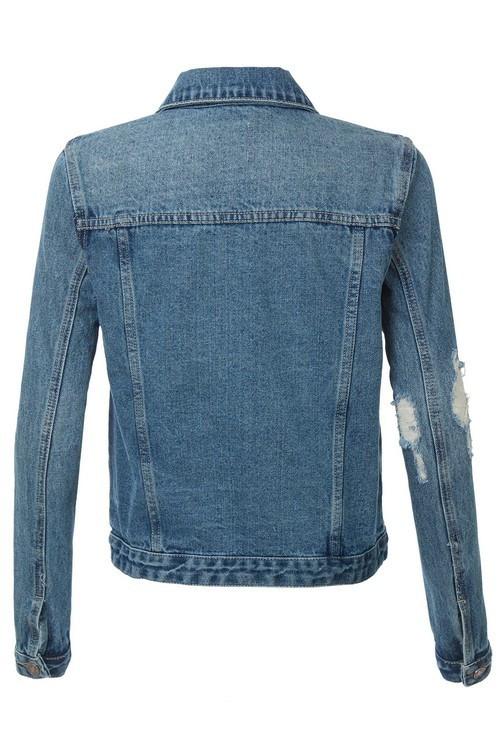 Vintage Distressed Blue Jean Denim Jacket Shop Simply Me Boutique 