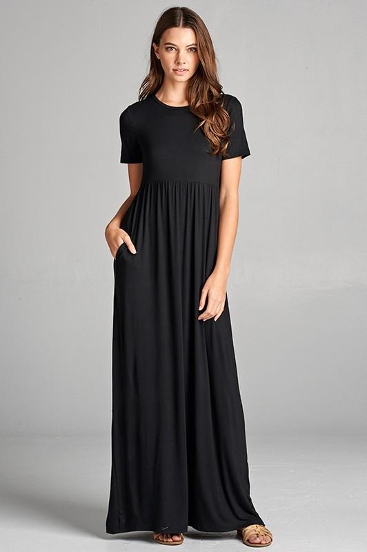 On My Way Black Short Sleeve Maxi Dress Shop Simply Me Boutique Shop SMB
