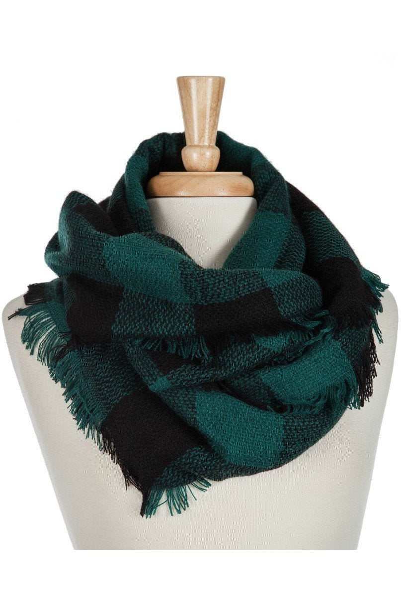 Black Green Buffalo Plaid Infinity Scarf Shop Simply Me Boutique Shop SMB