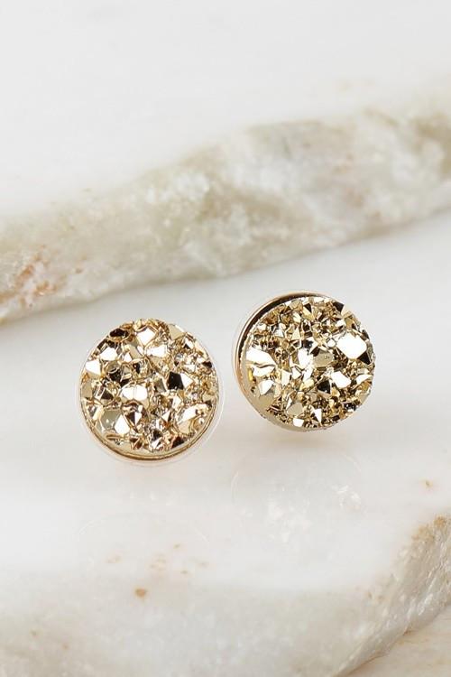 Gold Druzy Style Post Earrings Shop Simply Me Boutique 