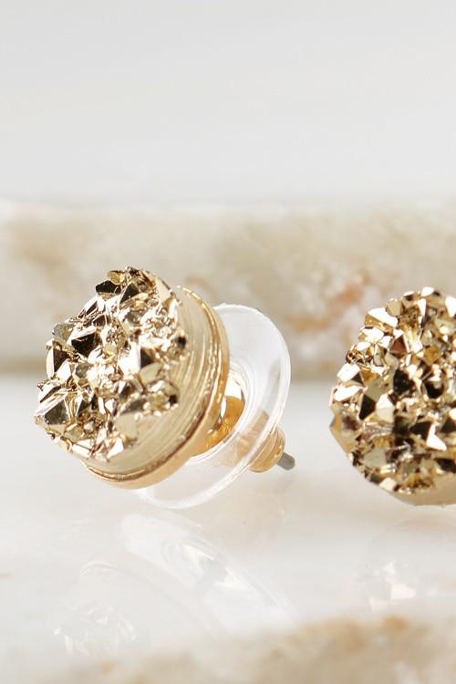 Gold Druzy Style Post Earrings Shop Simply Me Boutique 