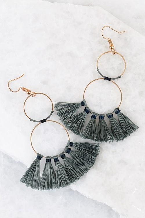 Grey Tassel Earrings Shop Simply Me Boutique Shop SMB