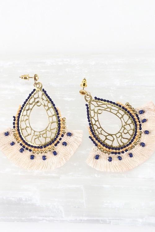 Ivory Filigree Tassel Earrings Shop Simply Me Boutique Shop SMB