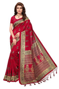 Oomph! Women's Art Silk Printed Kalamkari Sarees with Tassles