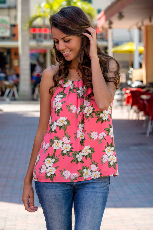 Coral Floral Print Top Shop Simply Me Boutique Shop SMB