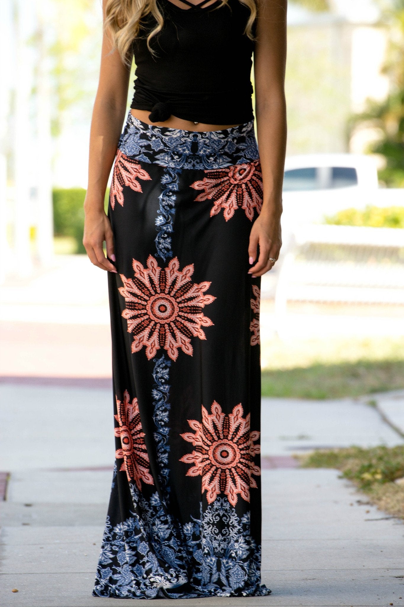 Printed Maxi Skirt Shop Simply Me Boutique SHop SMB