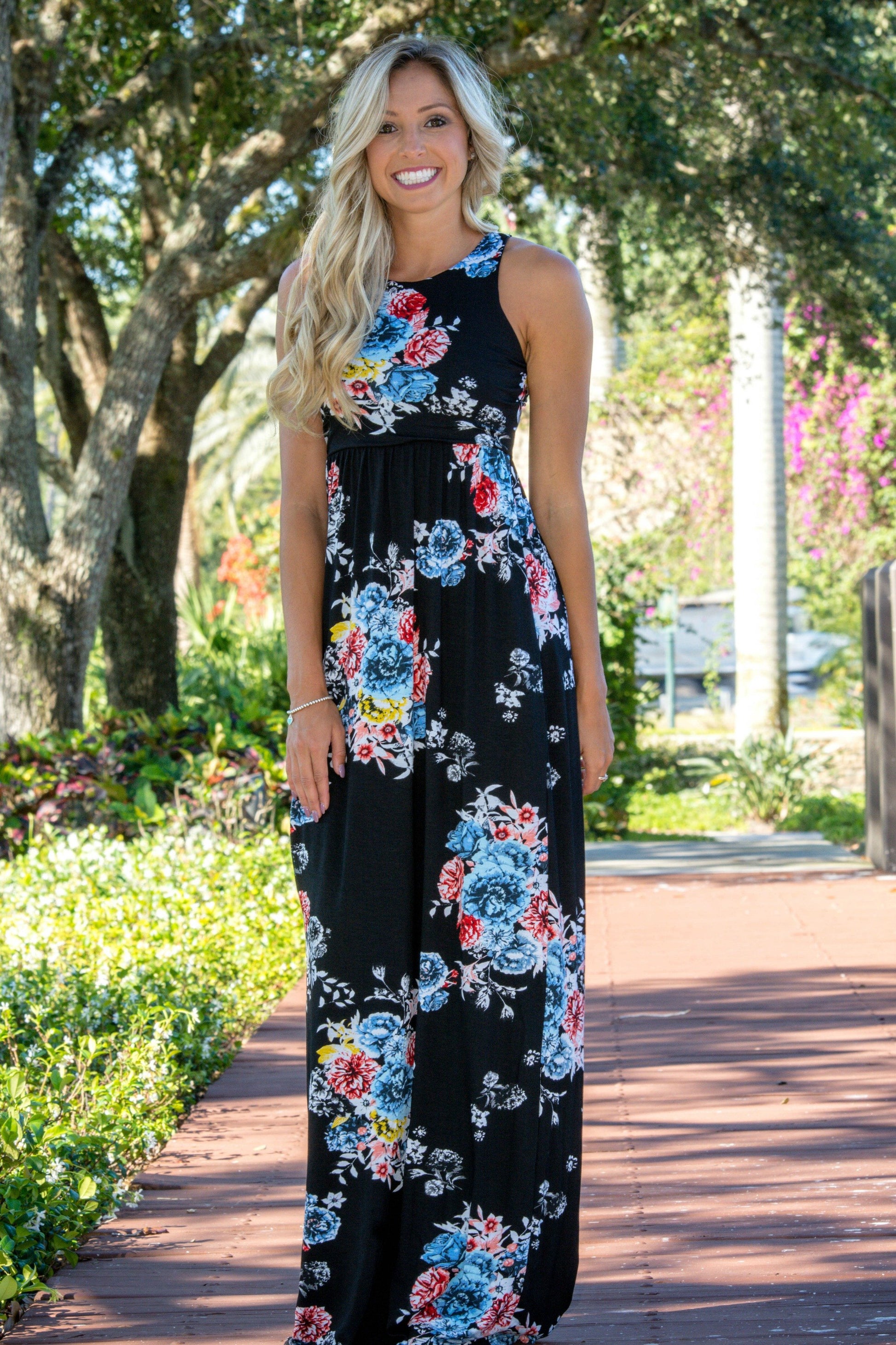Midnight Dream Black Floral Maxi Dress Shop Simply Me Boutique Shop SMB