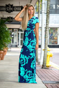 Simply Perfect Mint Navy Wrap Maxi Dress Floral Shop Simply Me Boutique