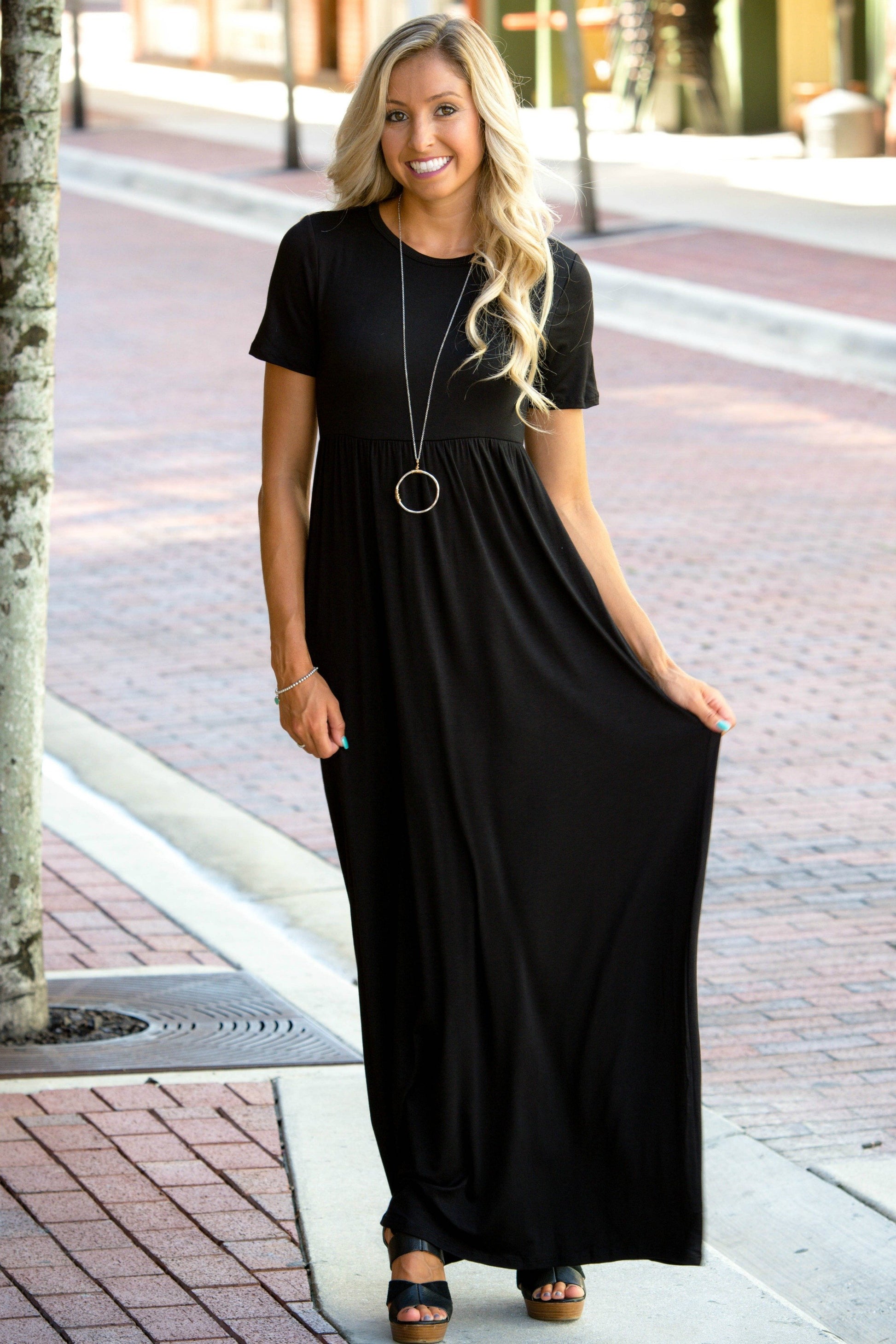 On My Way Black Short Sleeve Maxi Dress Shop Simply Me Boutique Shop