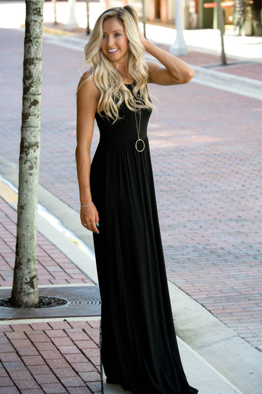 Classic Black Maxi Dress Shop Simply Me Boutique Shop SMB