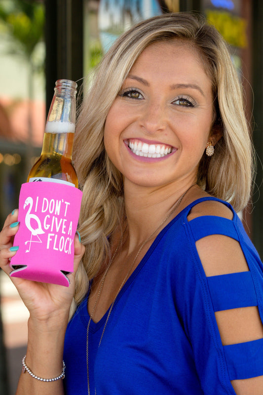 I Don't Give a Flock Hot Pink Drink Koozie Shop Simply Me Boutique