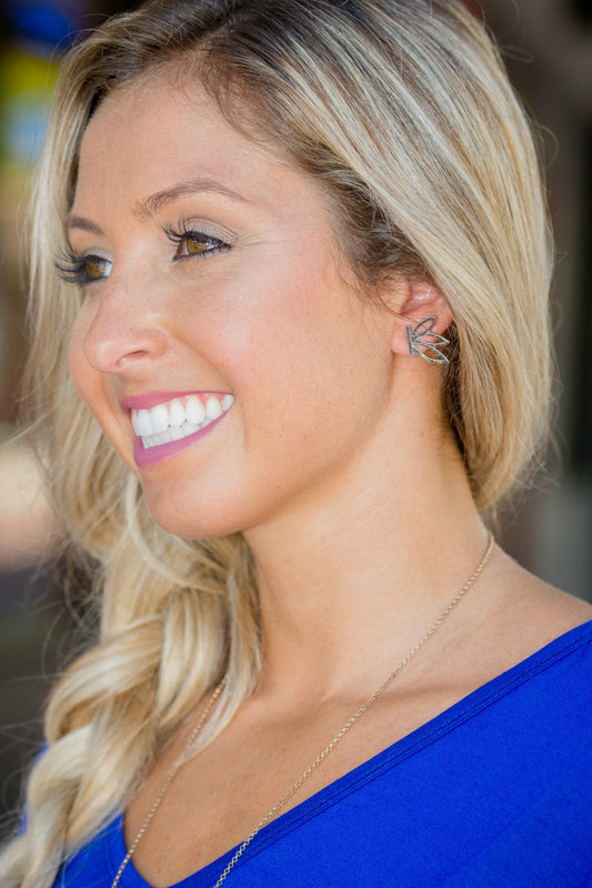 Silver Lotus Earrings