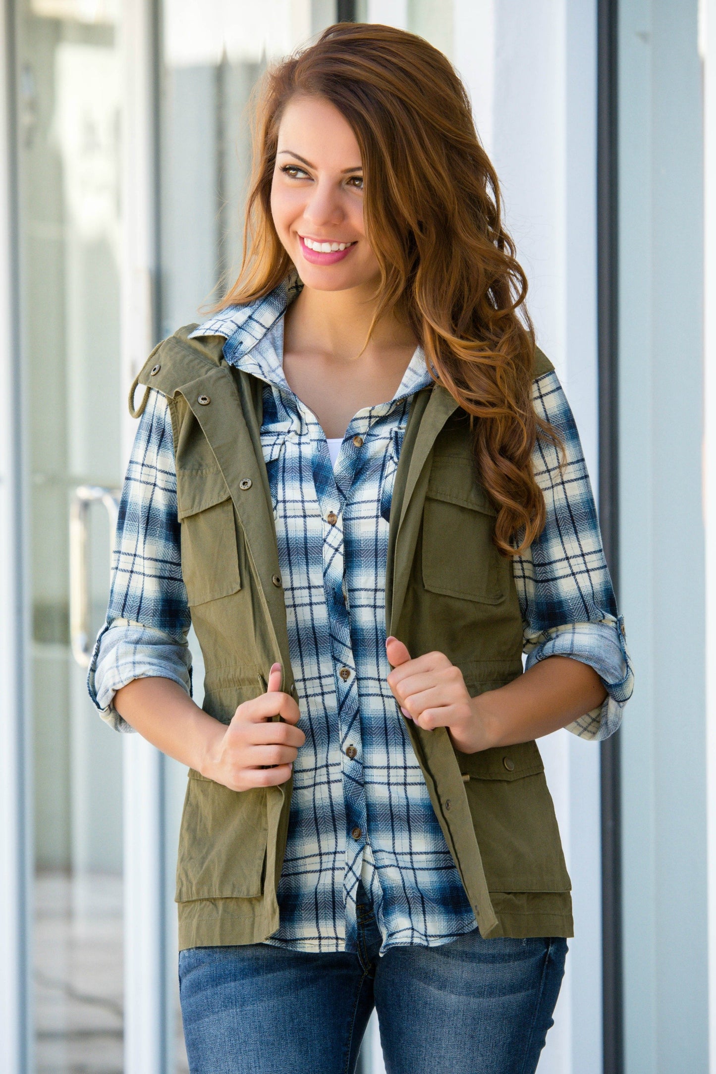 What Goes Around Olive Green Drawstring Vest Hoodie Shop Simply Me 