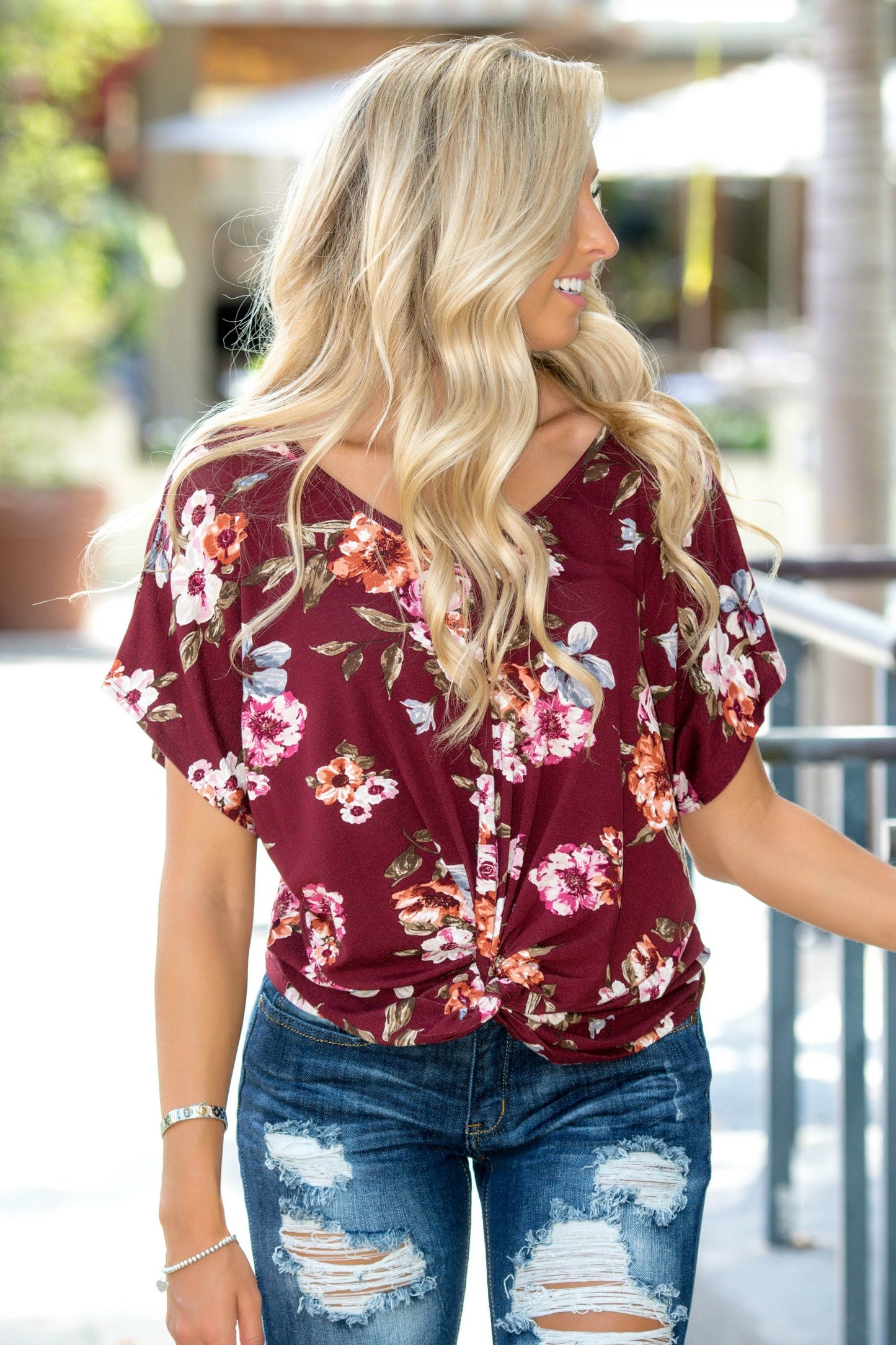 loral Crush Twist Knot Crop Top Burgundy Shop Simply Me Boutique