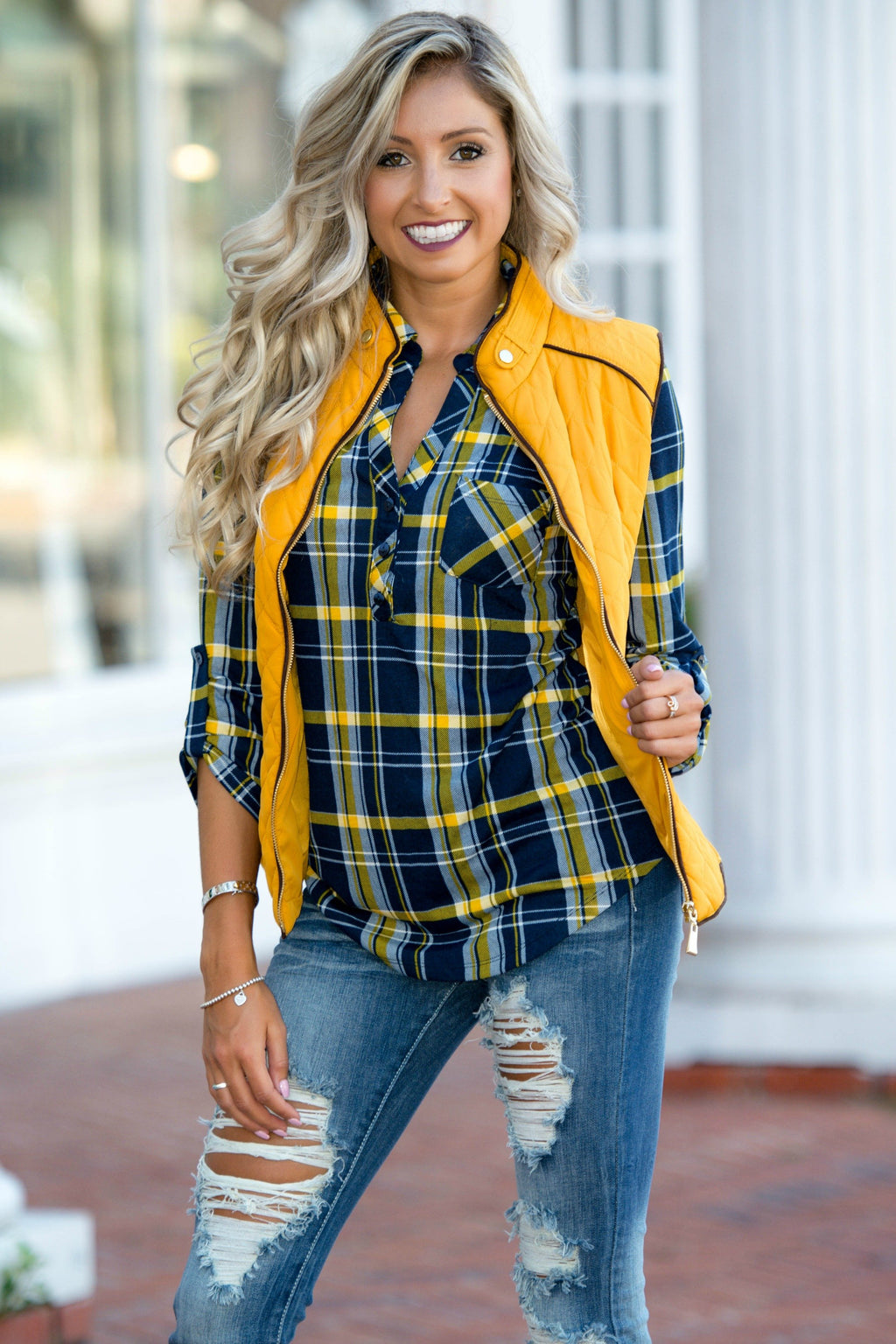 College Prep Mustard Yellow Quilted Vest Shop Simply Me Boutique Shop SMB