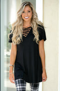 My Best Friend Black Criss Cross Tunic Top Shop Simply Me Boutique