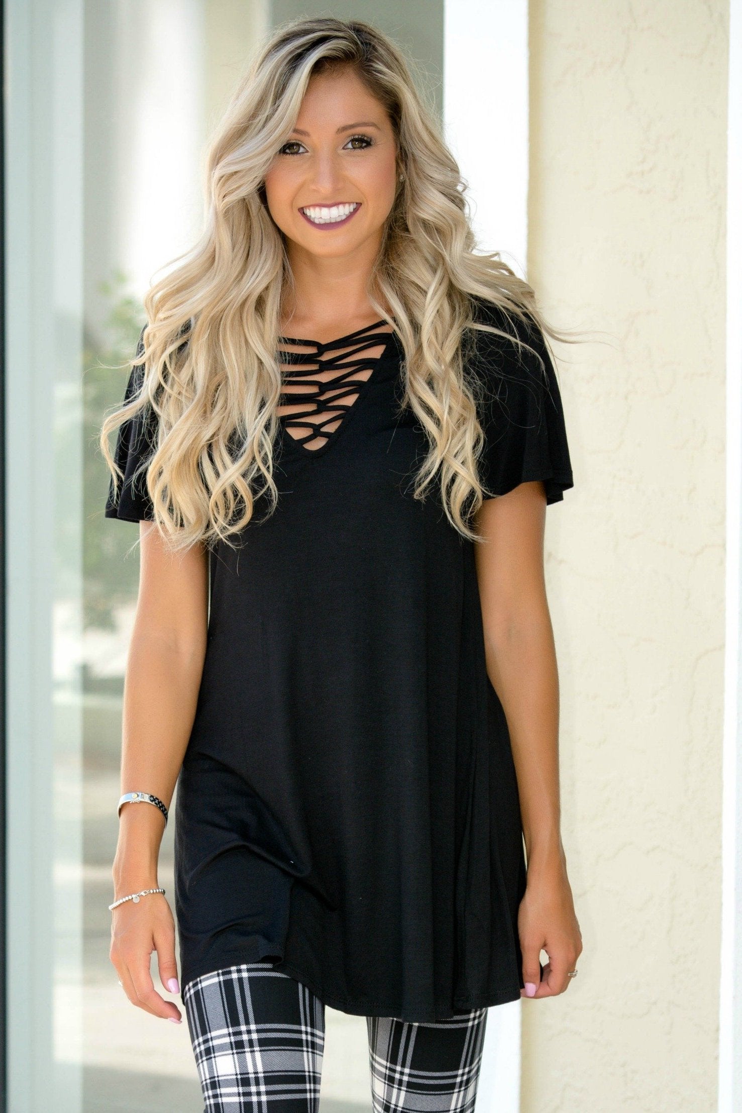 My Best Friend Black Criss Cross Tunic Top Shop Simply Me Boutique