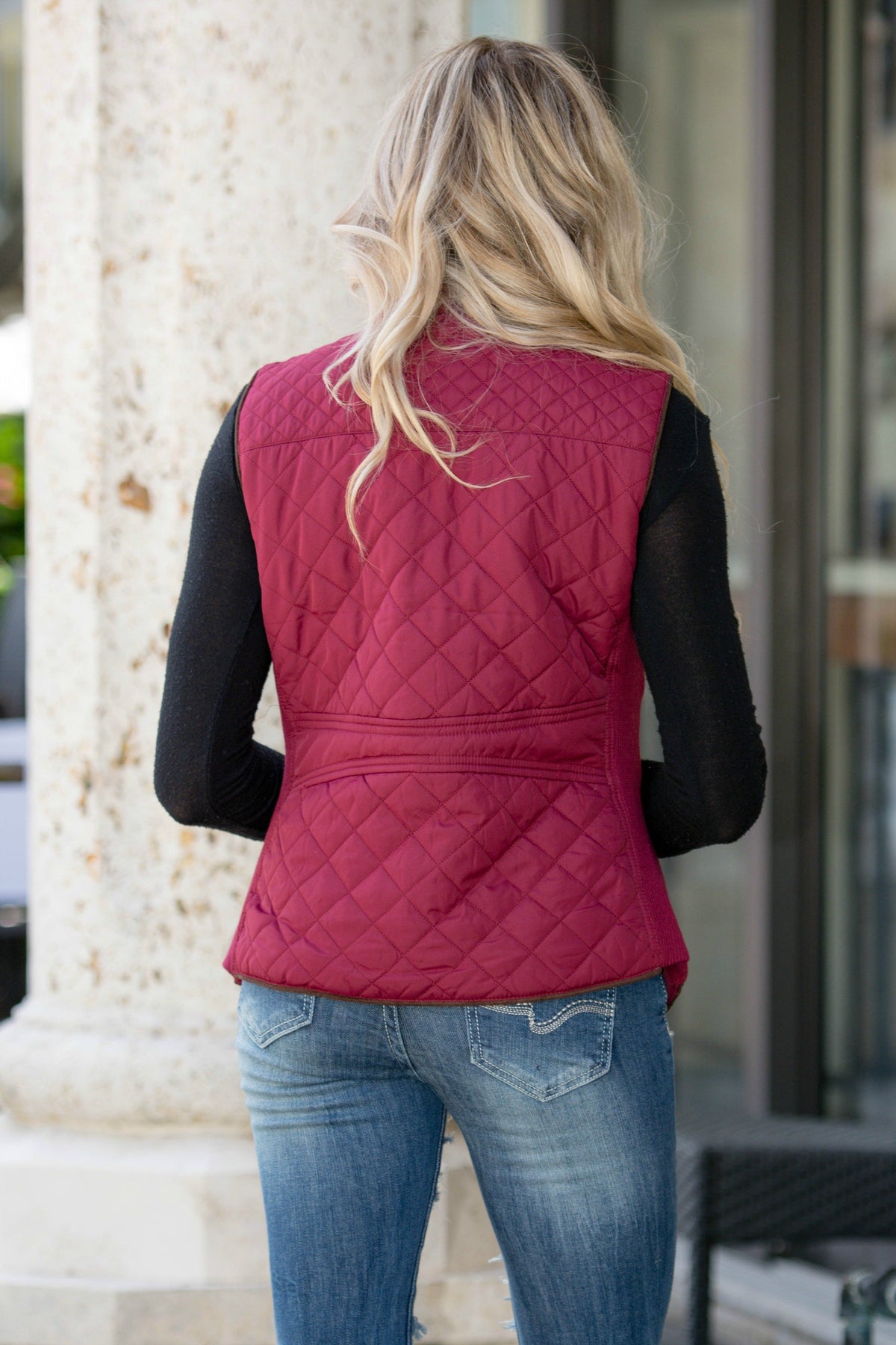 College Prep Burgundy Quilted Vest Shop Simply Me Boutique Shop SMB