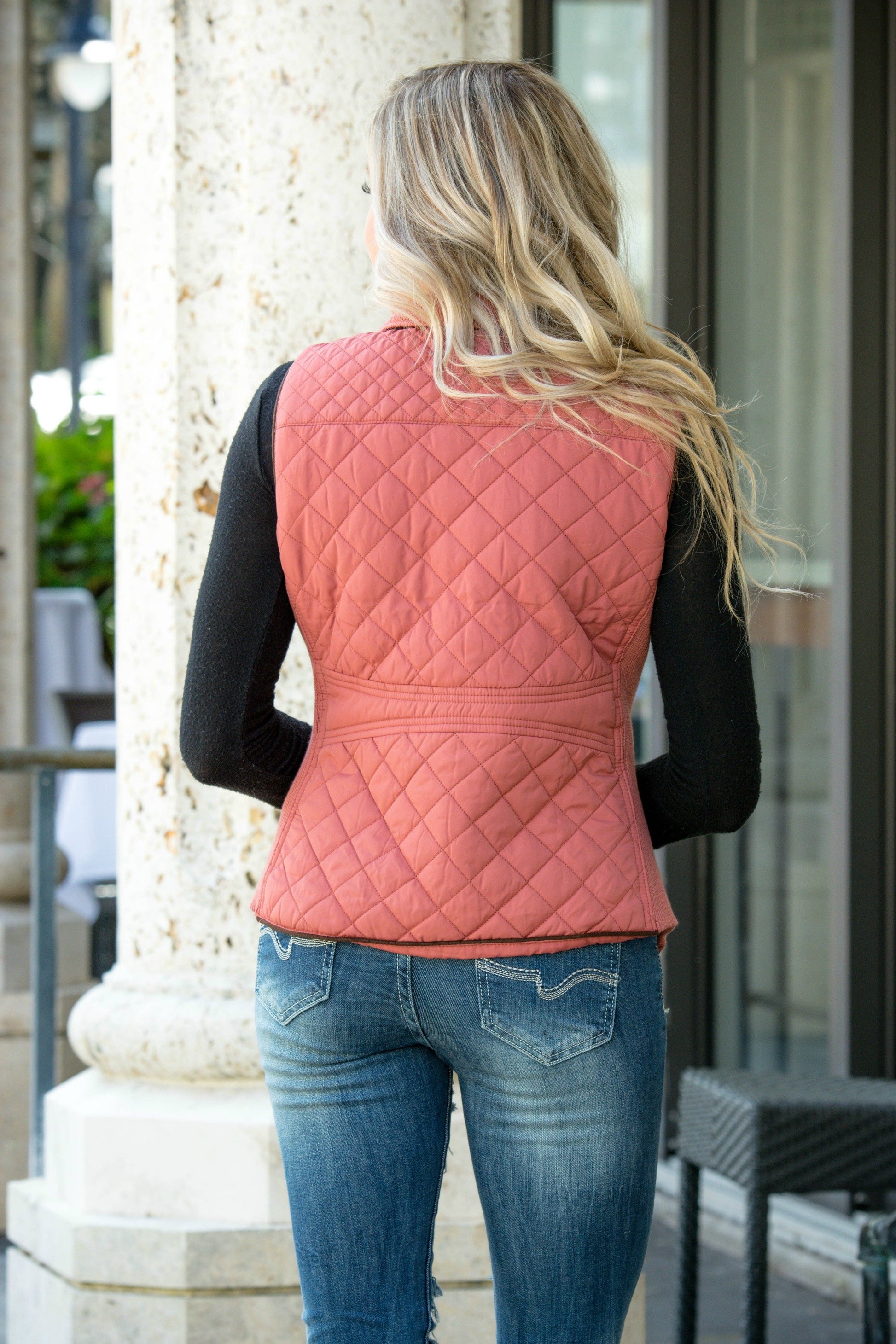 College Prep Dusty Pink Quilted Vest Shop Simply Me Boutique Shop SMB