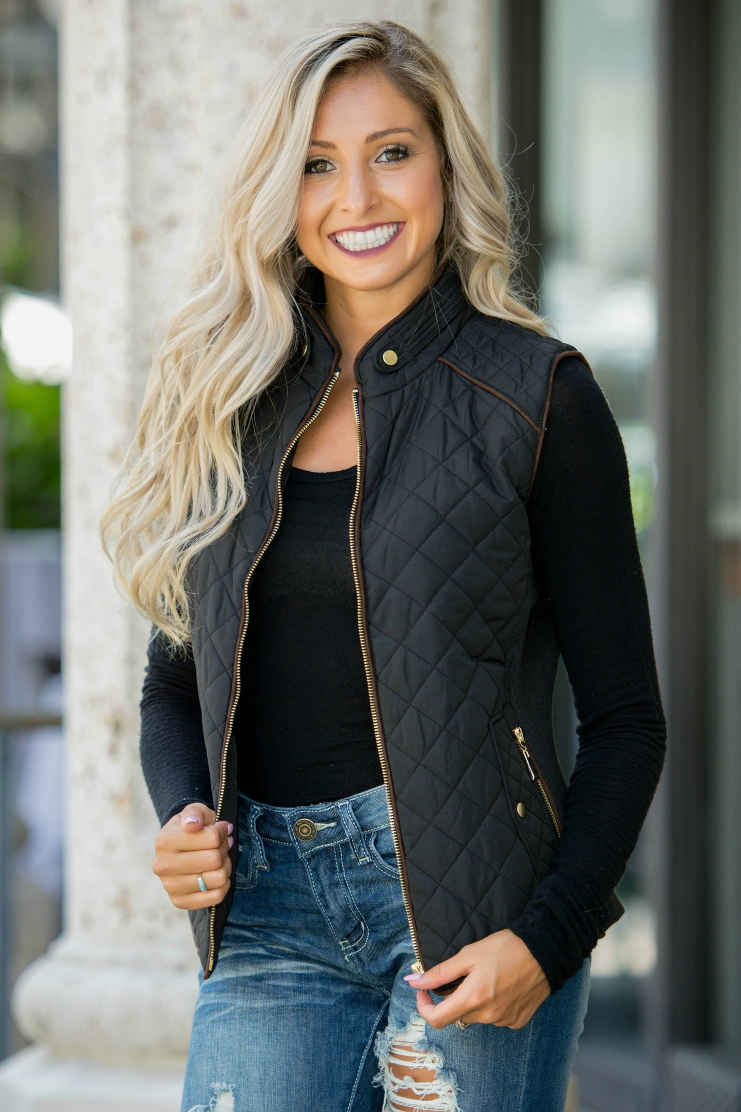 College Prep Black Quilted Vest Shop Simply Me Boutique Shop SMB