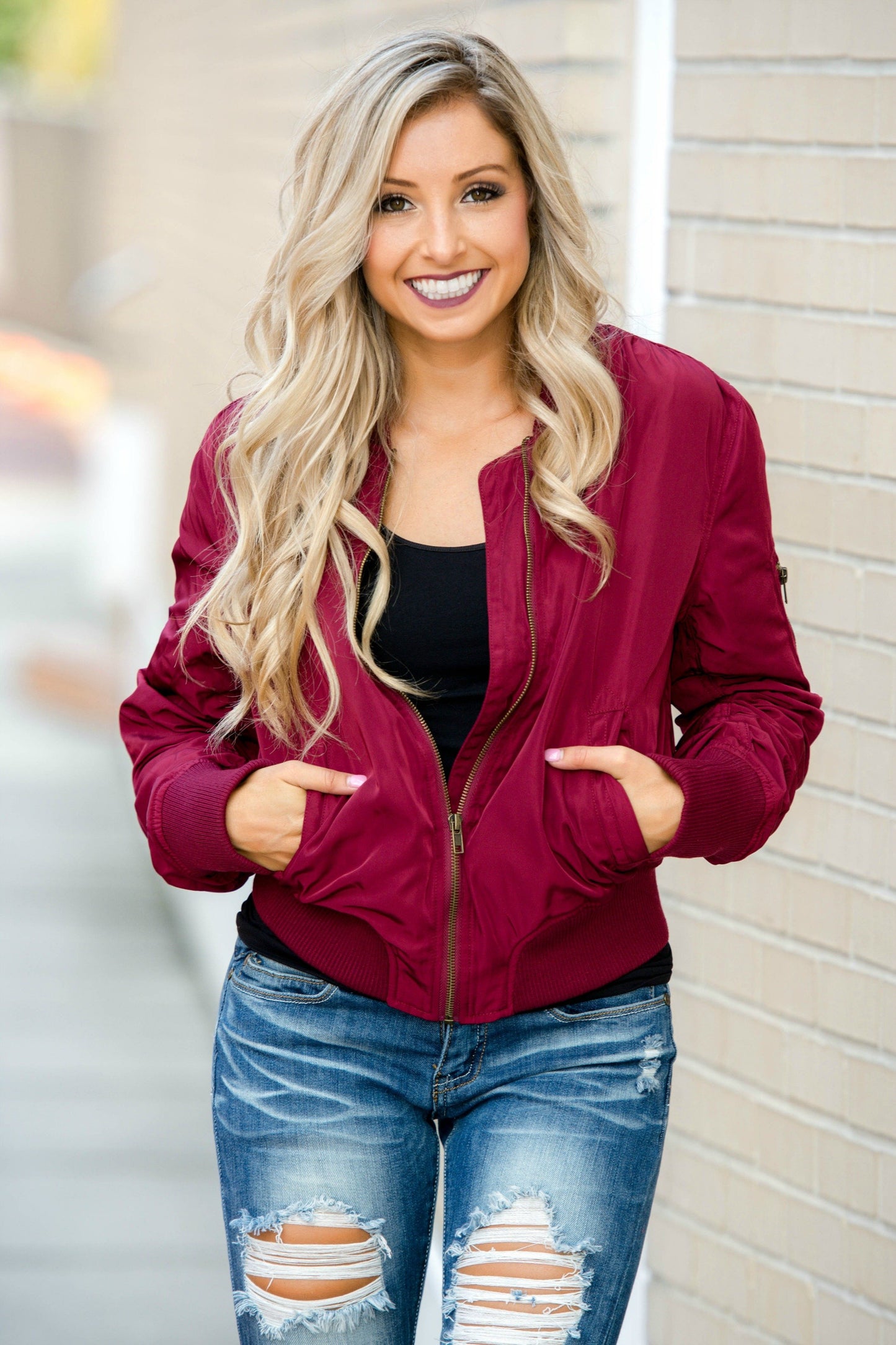 Burgundy Bomber Jacket Shop Simply Me Boutique Shop SMB