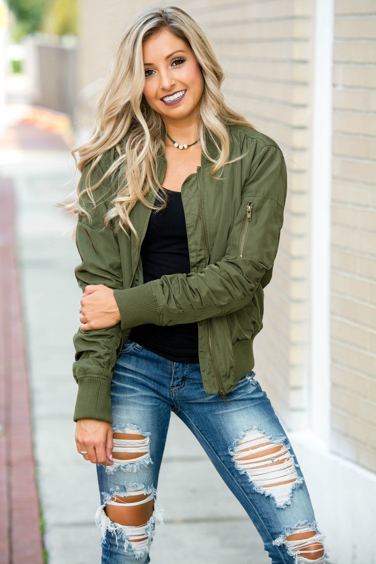 Olive Green Bomber Jacket