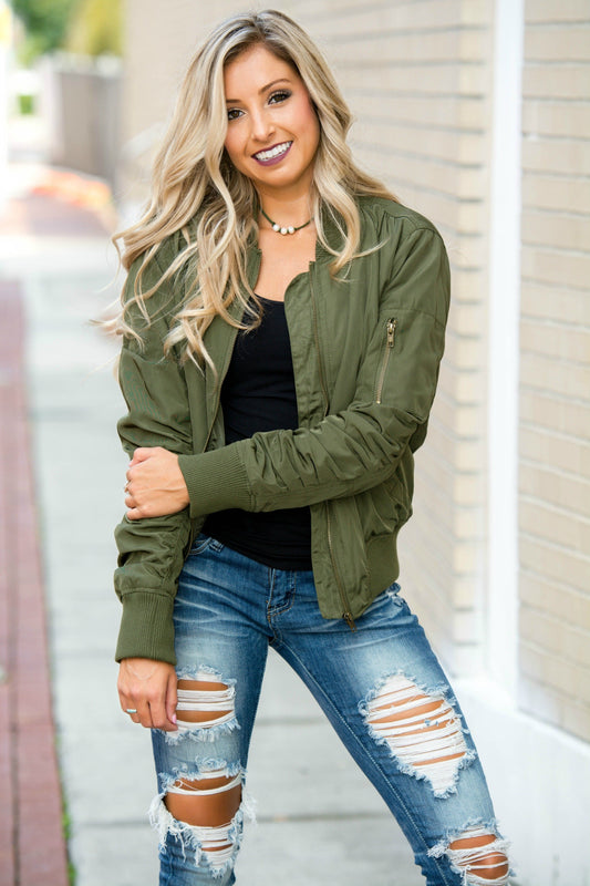 Olive Green Bomber Jacket