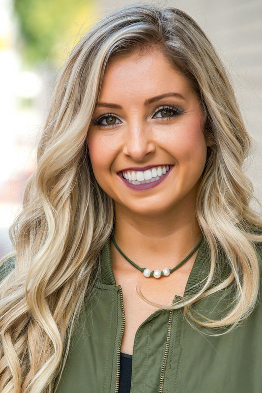 Pearl Suede Choker Olive Shop Simply Me Boutique Shop SMB