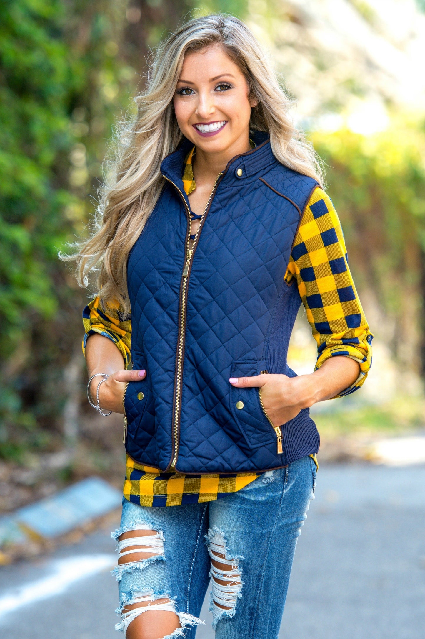 College Prep Navy Blue Quilted Vest