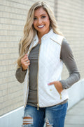 College Prep Off White Quilted Vest Shop Simply Me Boutique Shop SMB