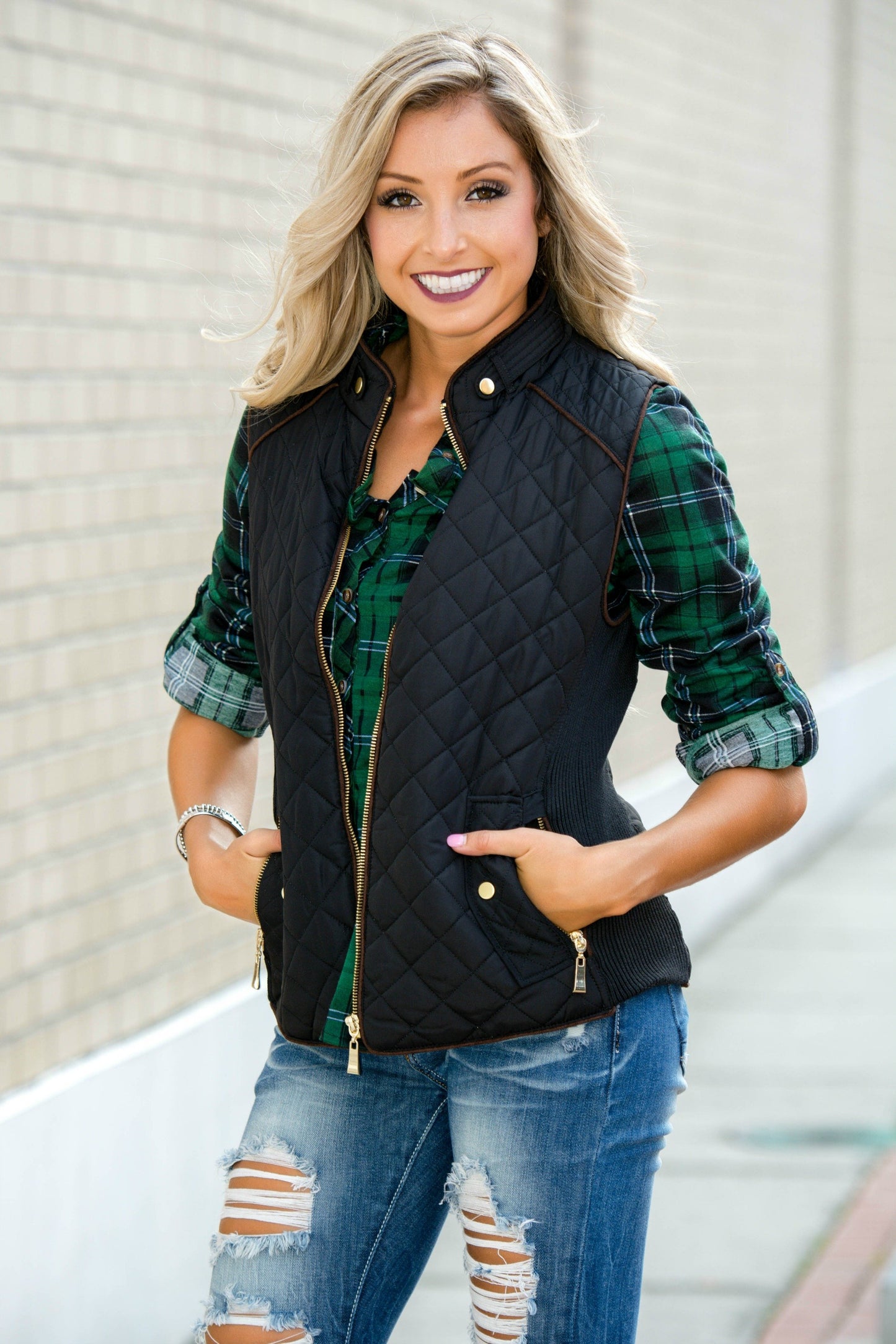 College Prep Black Quilted Vest Shop Simply Me Boutique Shop SMB