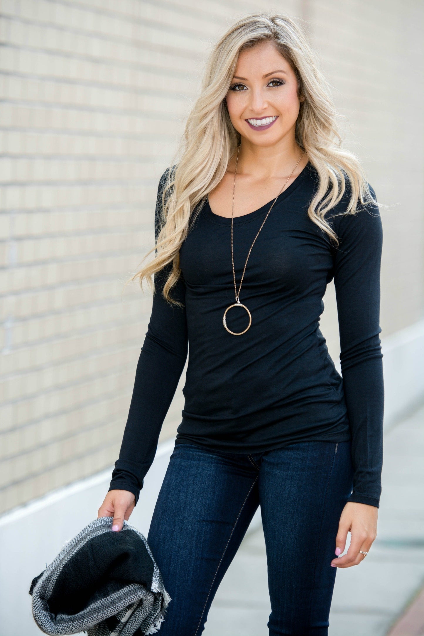 Basic Long Sleeve Black Top Shop Simply Me Boutique Shop SMB