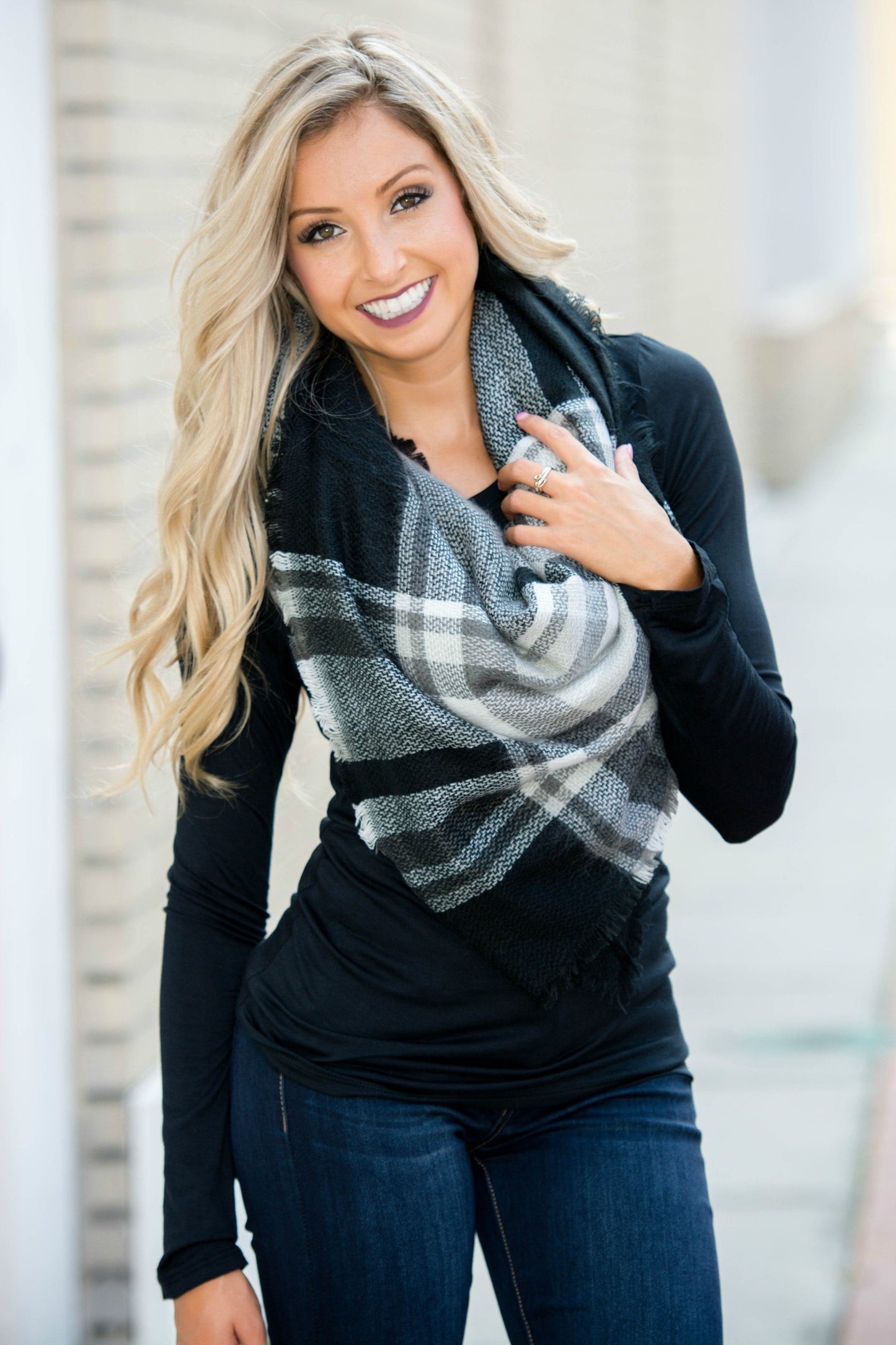 Black Plaid Blanket Scarf Shop Simply Me Boutique Shop SMB