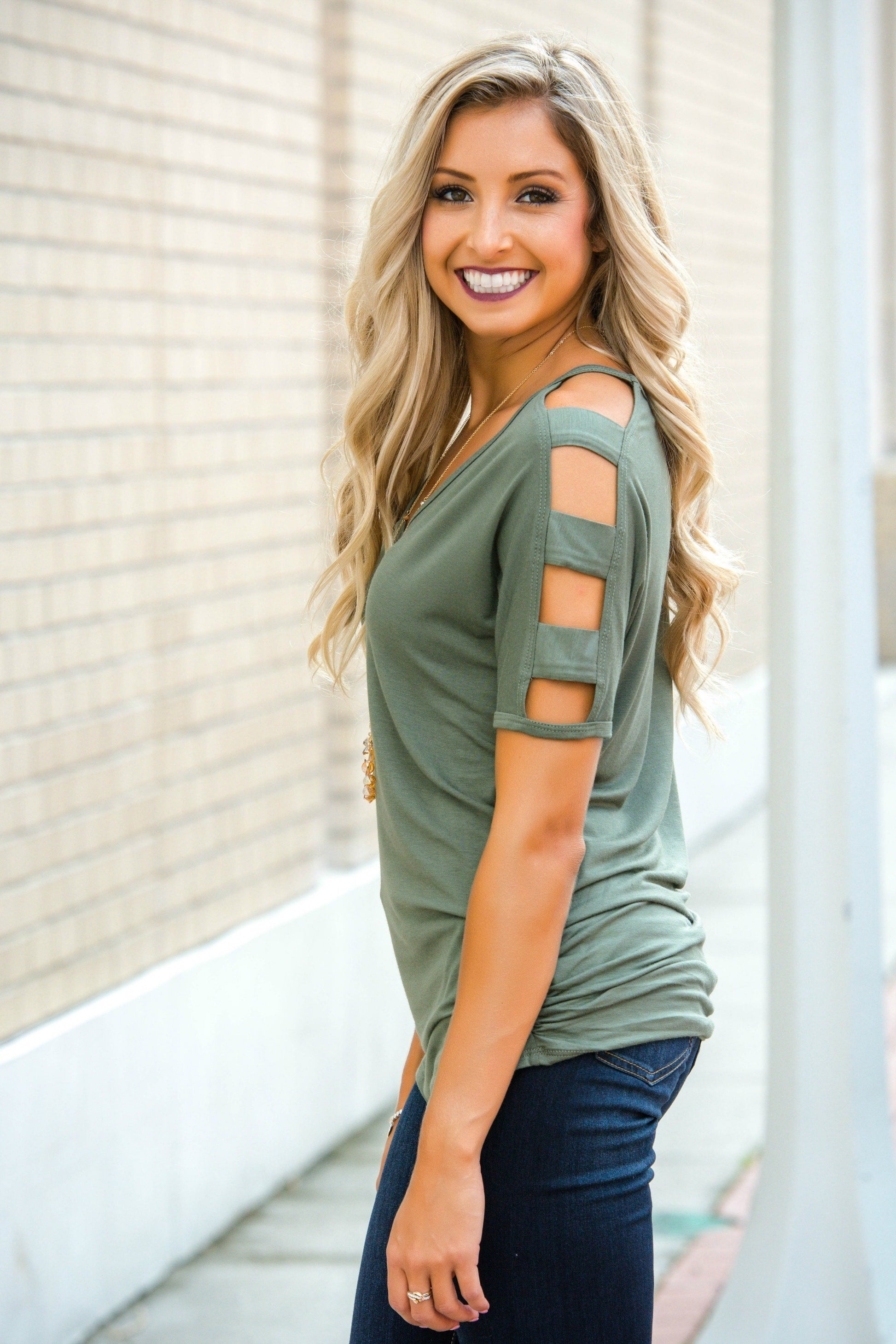 Cut It Out Top Olive Green Top Shop Simply Me Boutique