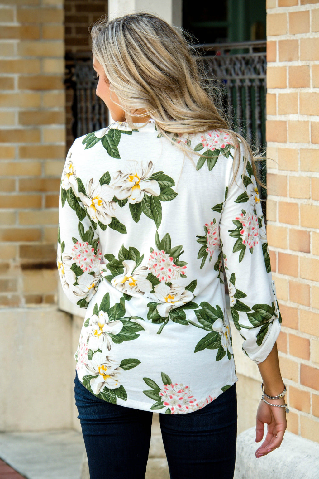 Ivory Magnolia Henley Top Shop Simply Me Boutique Shop SMB